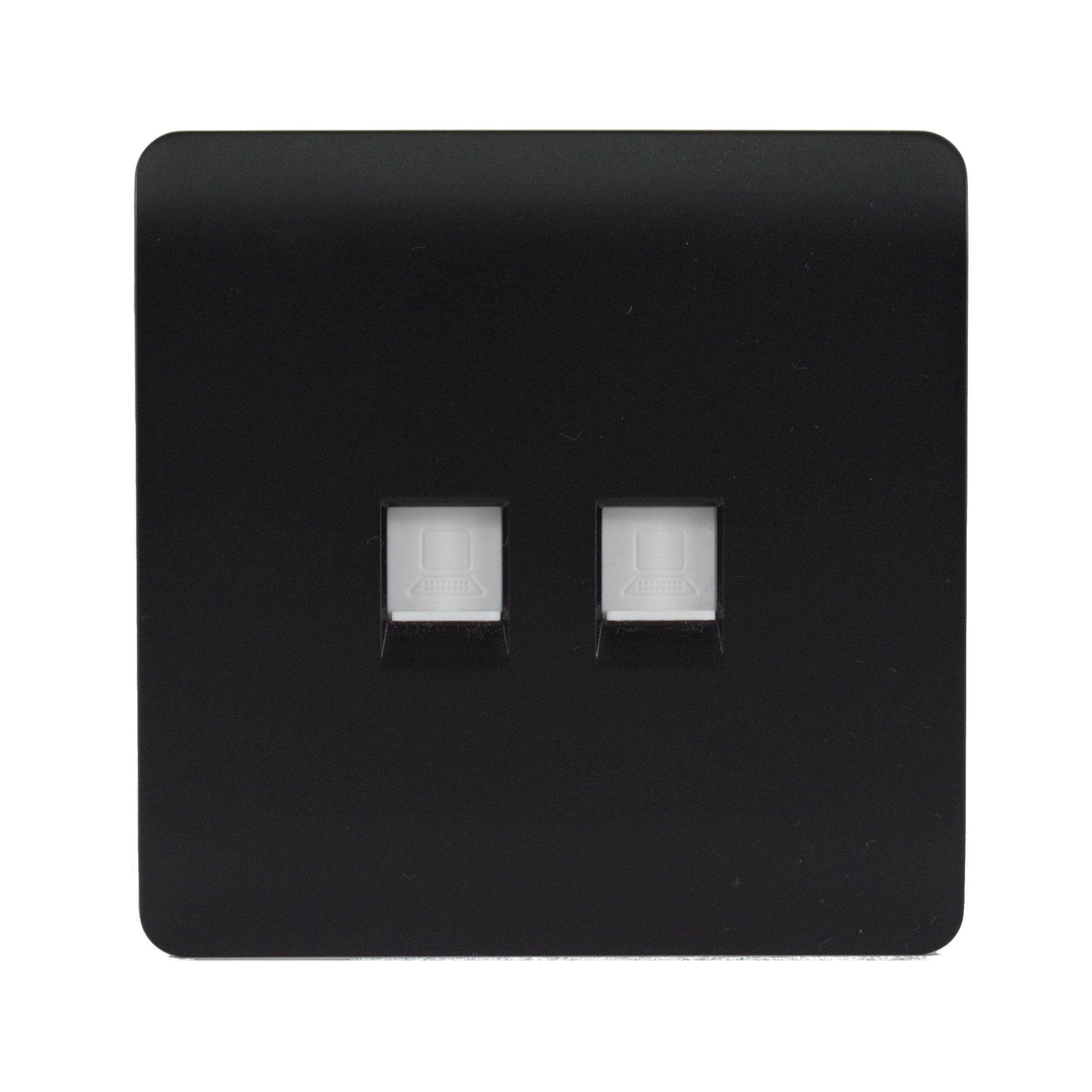 ART-2PCMBK  Twin PC Ethernet Cat 5/6 Data Outlet Matt Black